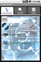 technology categories android app screen